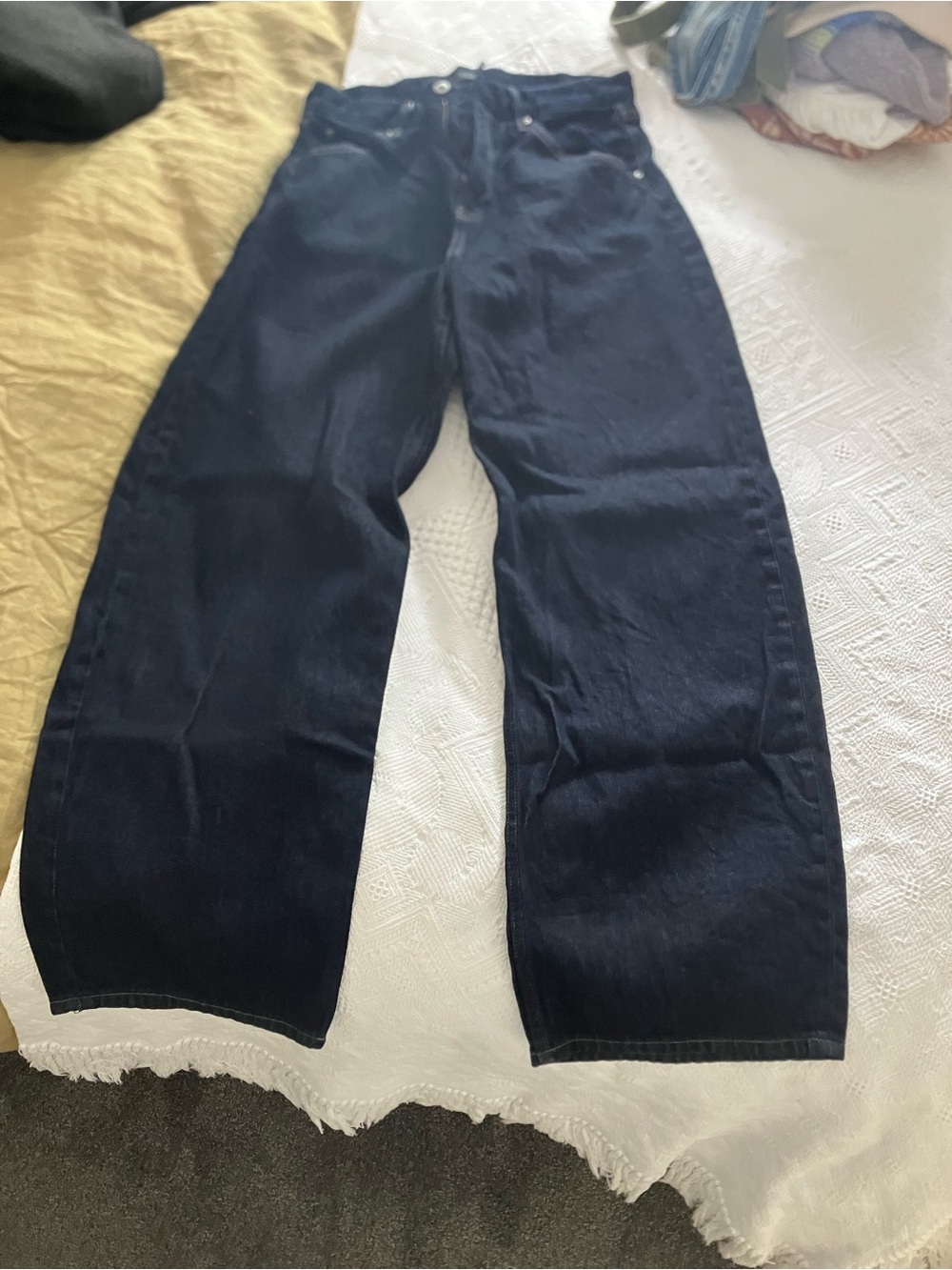 Uniqlo Navy Relaxed Wide-Leg Jeans